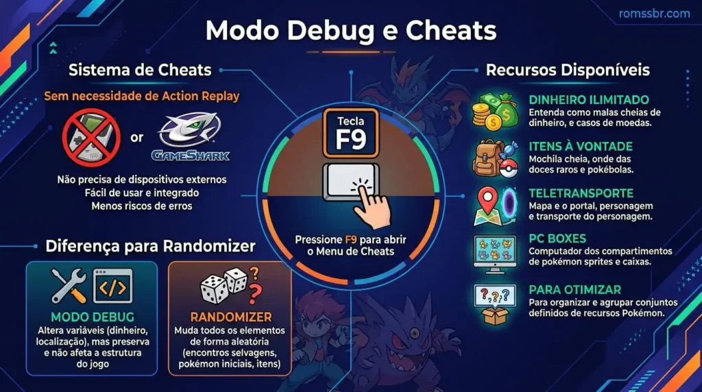 Modo Debug e Cheats
