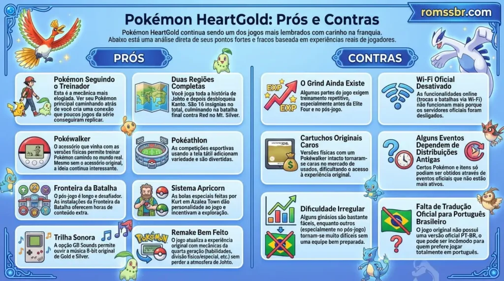 Pokémon HeartGold Pontos positivos e negativos