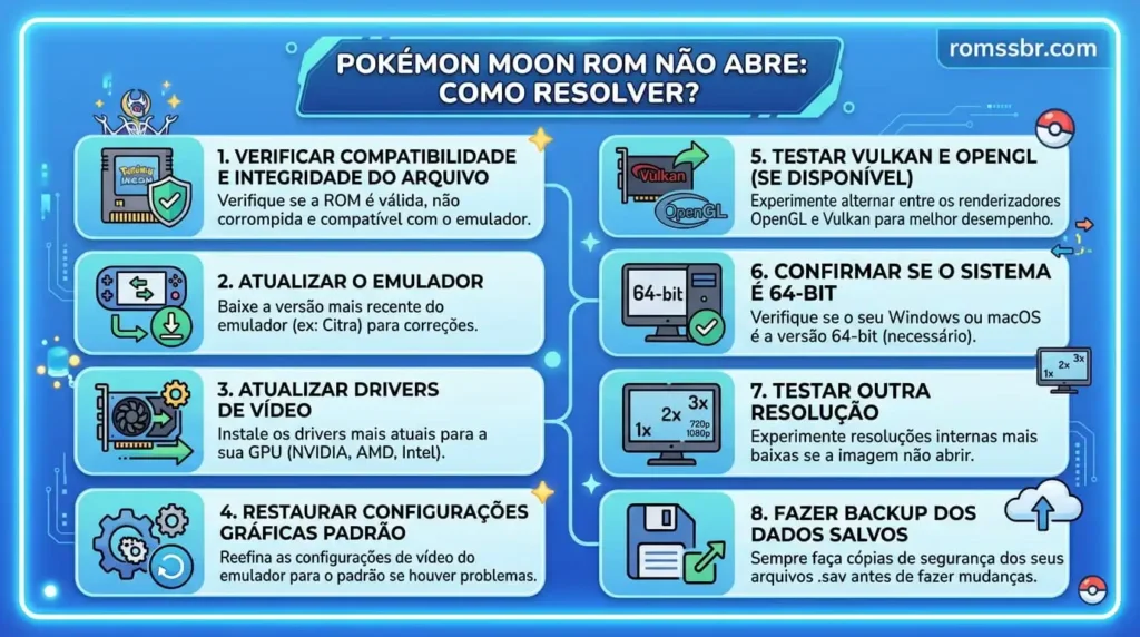 Pokémon Moon ROM não abre como Resolver