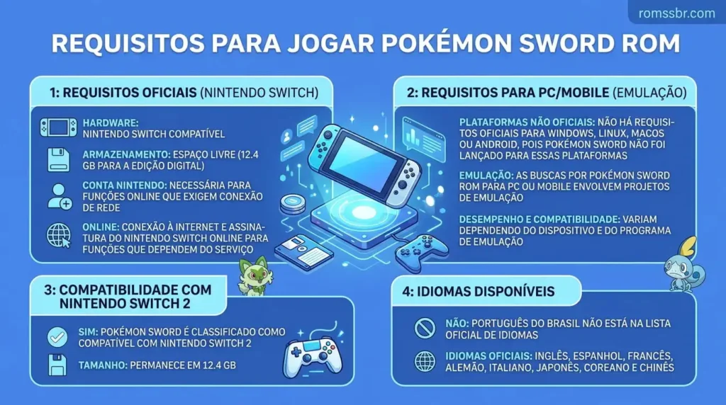 Quais são os requisitos para jogar Pokemon Sword ROM